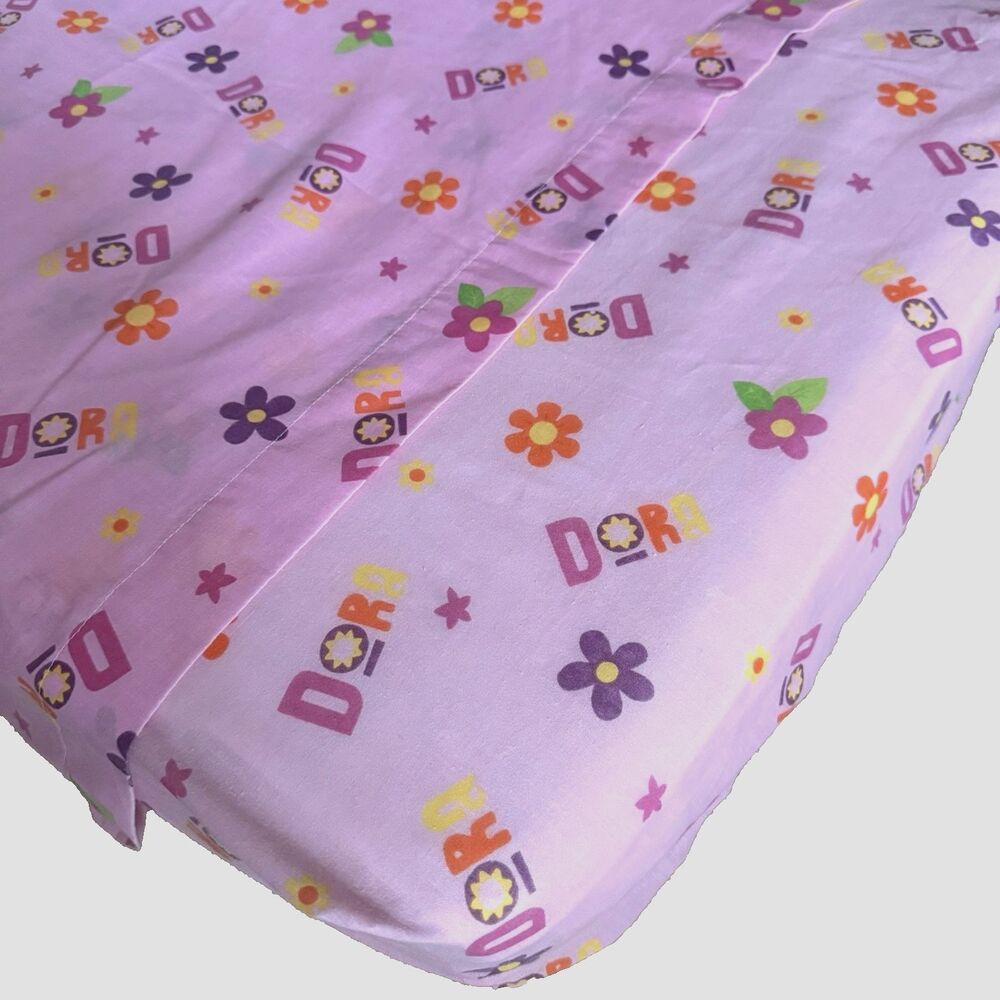 Y2K Dora The Explorer Toddler 2-Piece Pink Floral Sheet Set Nickelodeon